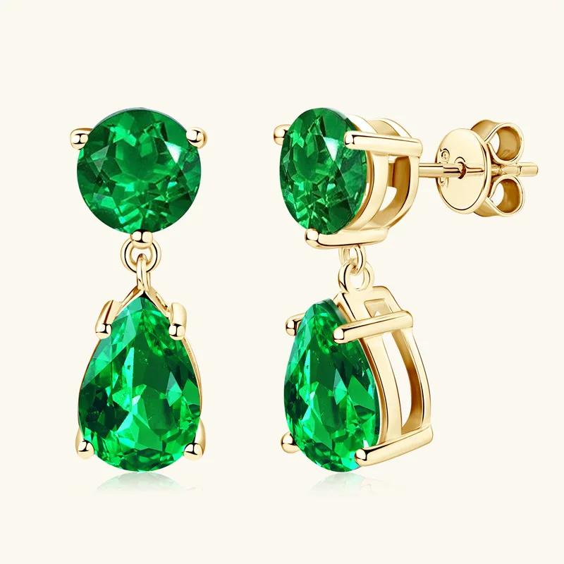 

Apaison 100% 925 Sterling Silver Diamond Drop Earrings For Women Fine Jewelry Emerald Earring Girl Gift Wholesale