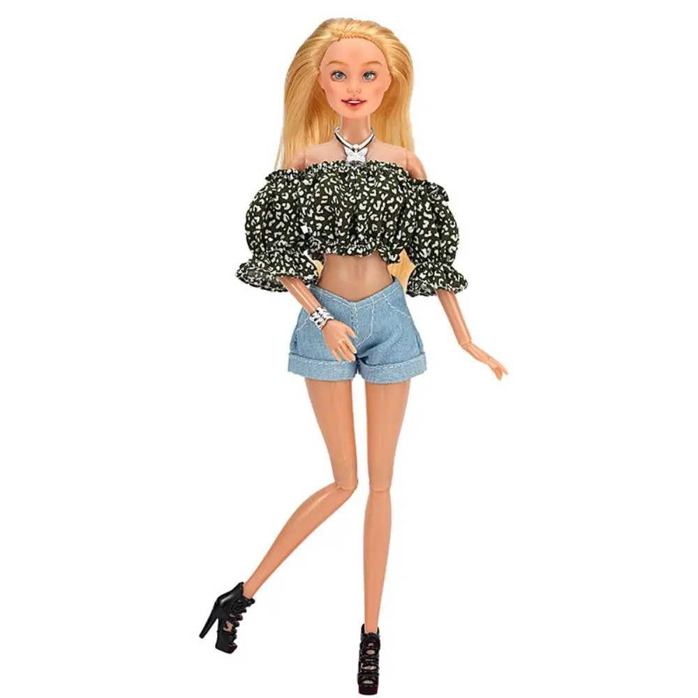Modisches Blumenhemd mit Schuhen, Reise-Stil, Kleidung, Hemd, DIY-Zubehör, Blasenärmel-Shorts-Set für 1/6 BJD 28–30 cm große Puppen