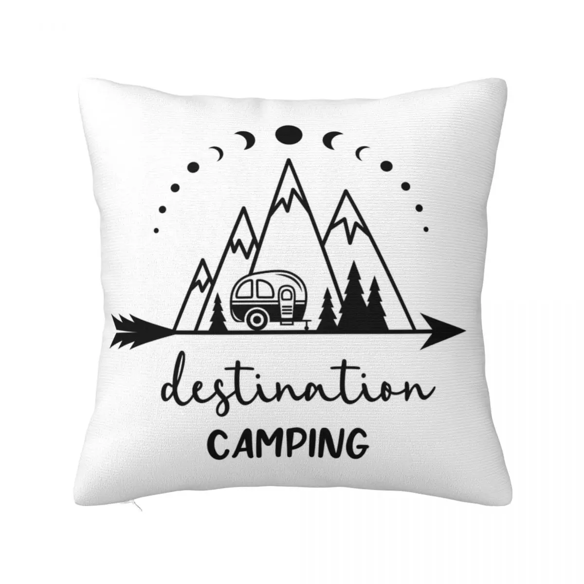 Destination Camping Camp Trailer Pillow Cases Mountains Sun Moon Cushion Covers Awesome Zippered Decorative Pillowcase for Seat