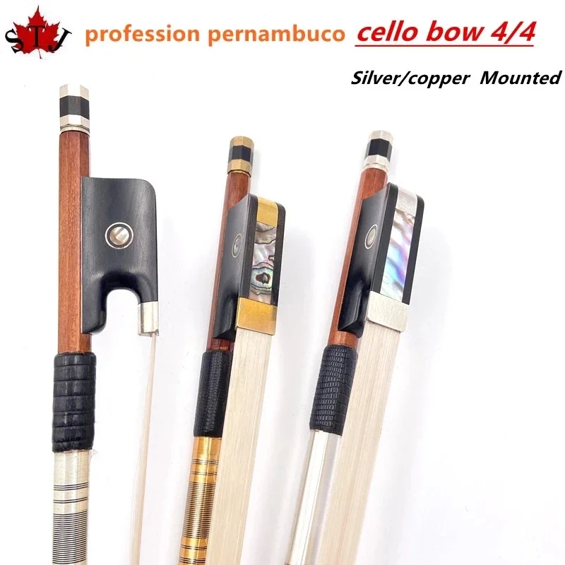 Grid plaid carbon 1pcs New light black Fiber/snakewood/baroquestyle round Stick 4/4 cello bow,Siberian horsetail horsehair