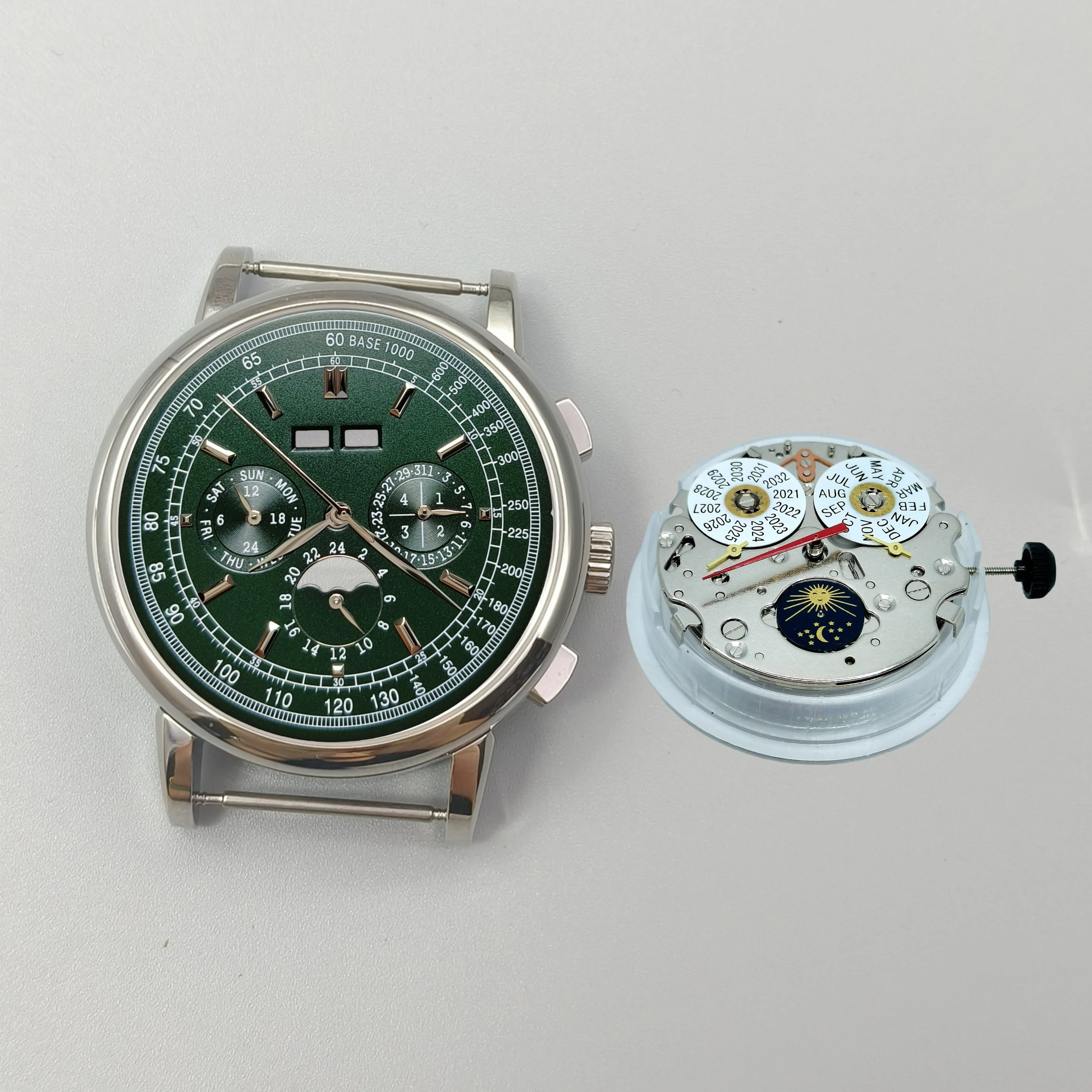 42mm Men Watch Case With ST1655 Moon-phase, Annual Calendar