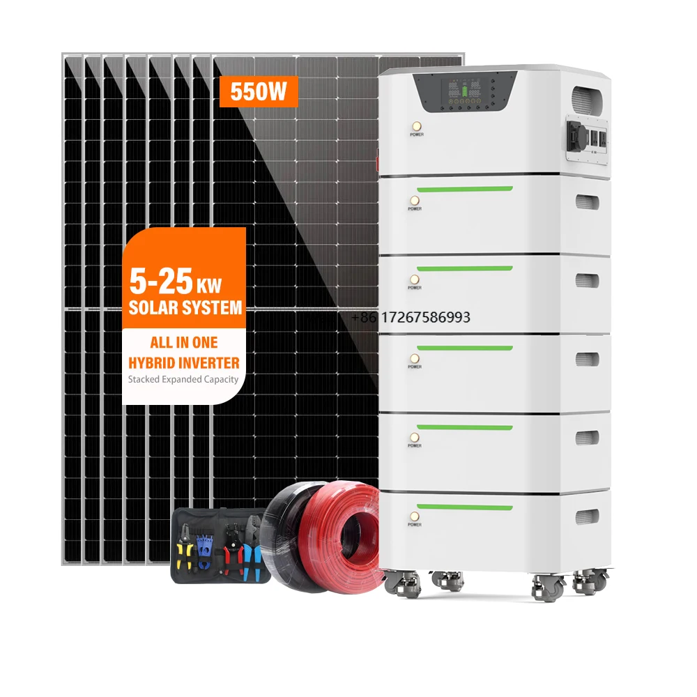 5KVA Hybrid Grid Inverter 5kWh 10kWh 15kWh 20kWh 25kWh  Stackable Energy Storage Solar System