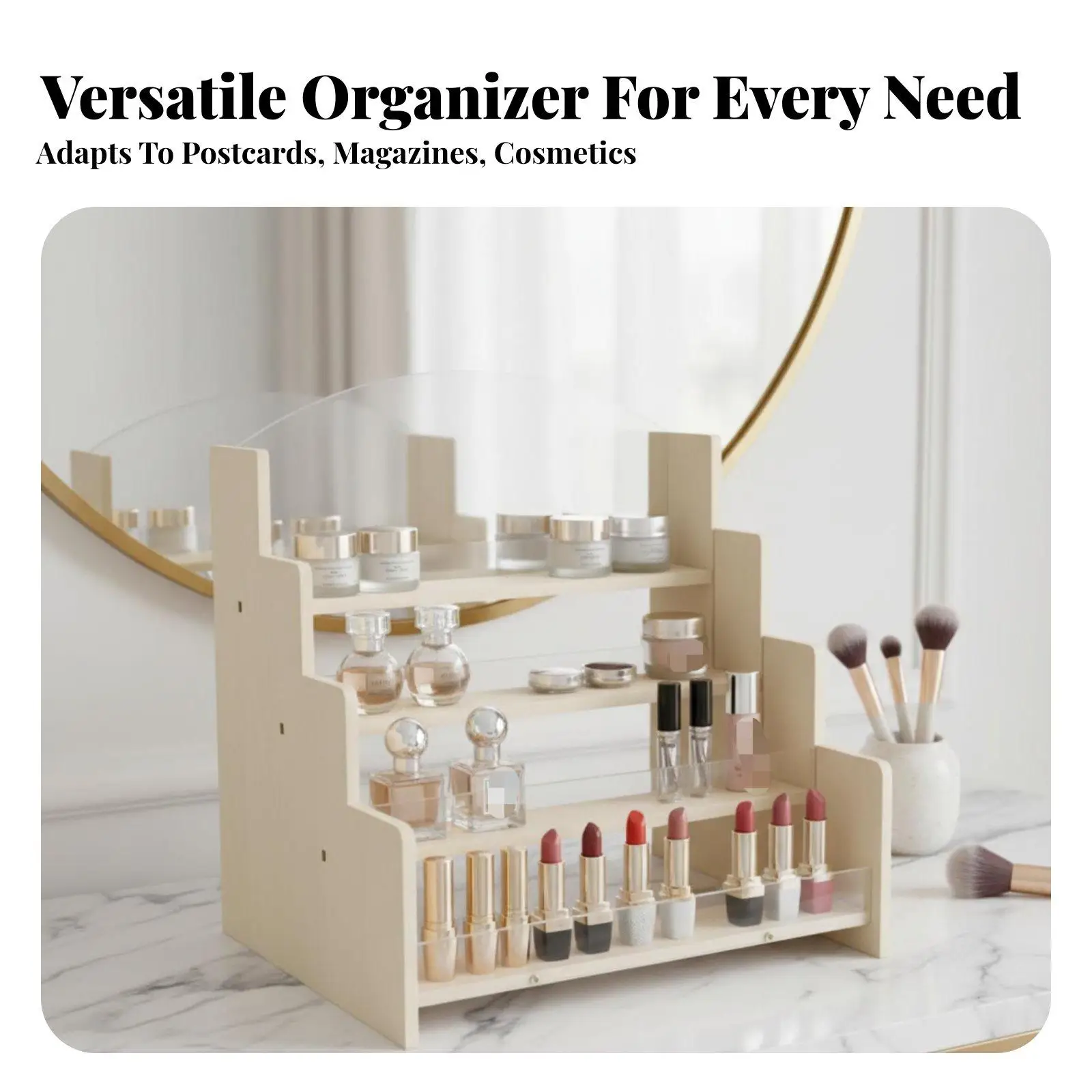 Greeting Card Display Tiered Organizer Clear Panels for Retail Counters