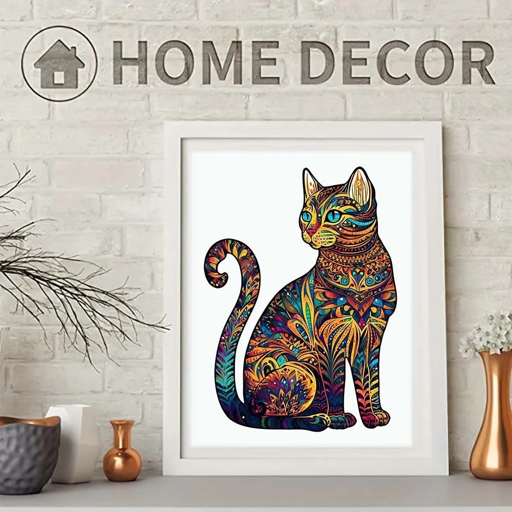 لغز القط شكل لغز خشبي ، نموذج ثلاثية الأبعاد ، ديكور المنزل ، الترفيه ، هدية عيد ، رائعة ، رائعة ، A3 ، A4 ، A5