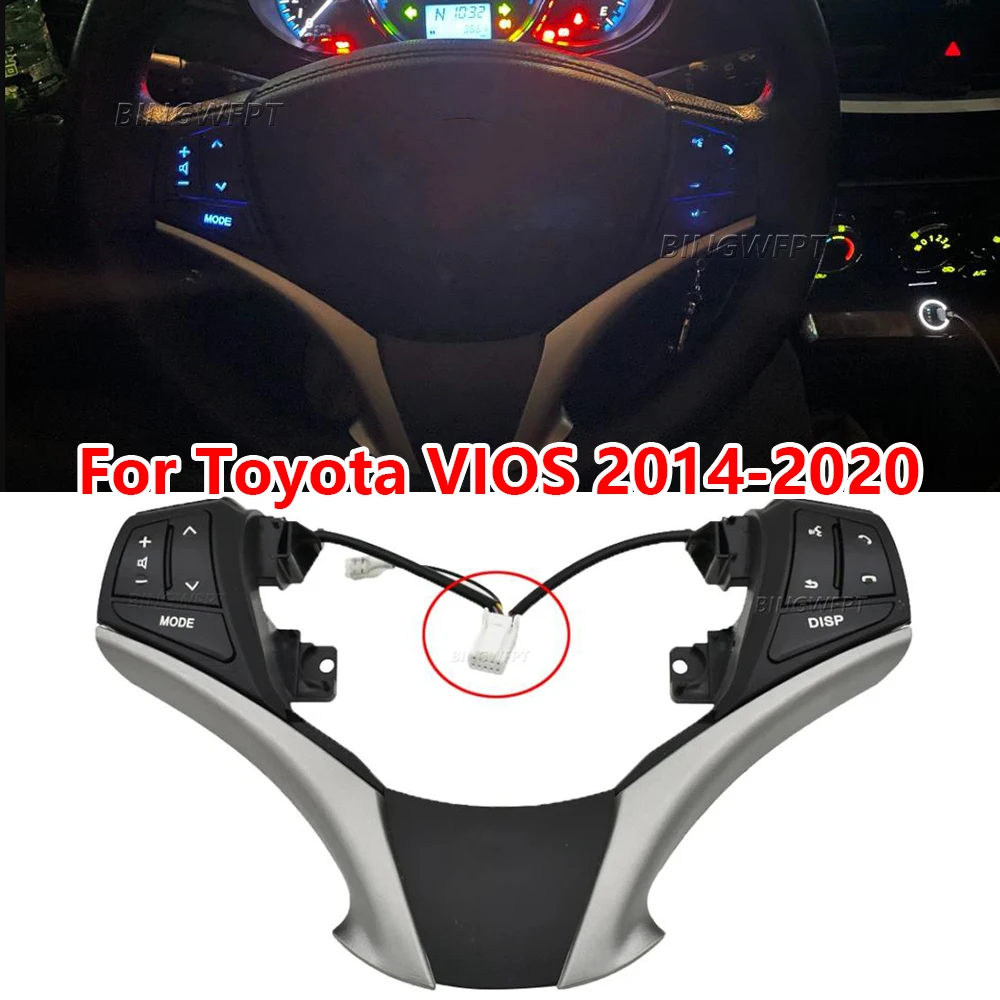 Car-Styling Buttons For Toyota VIOS 2014-2020 84250-0D120 842500D120-E0 Multi-function Steering Wheel Control Button Switches