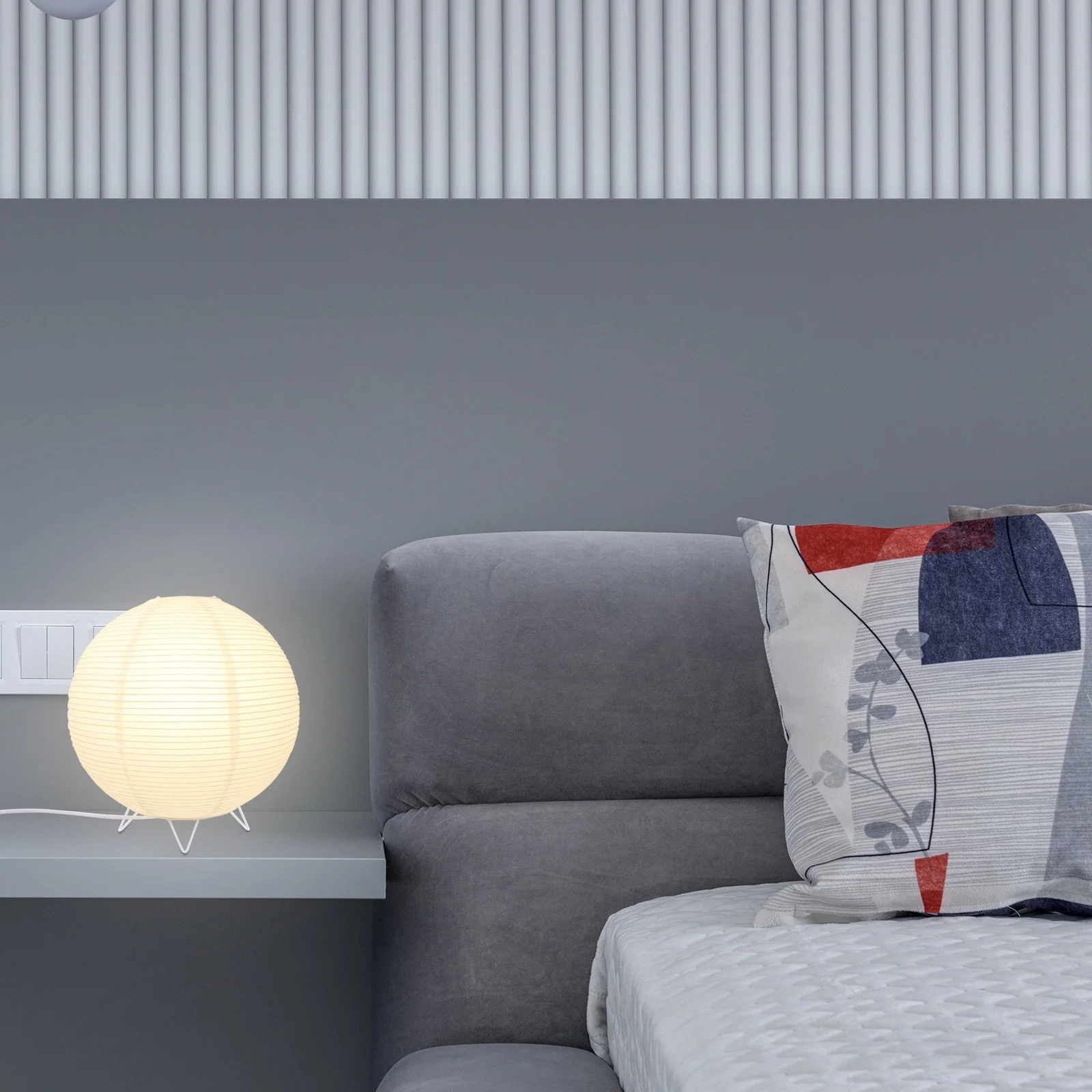 

Nordic Modern Paper Lantern Table Lamp Eu Plug Simple Style Bedside Lamp Decorative Desktop Light Home Bar Restaurant Lighting