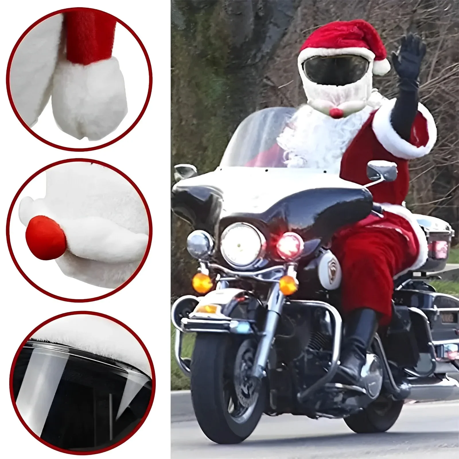 Motorcycle Helmet Cover Christmas Santa Hat Full Face Safe Hat Santa Claus Racing Cap Merry Christmas Decoration Gift image 3