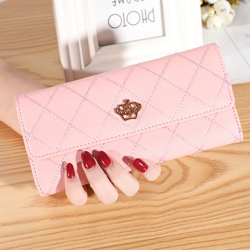 Women Wallet Lady Clutch Leather Plaid Hasp Female Wallets Long Length Card Holder Phone Bag Money Coin Pocket Ladies Purses