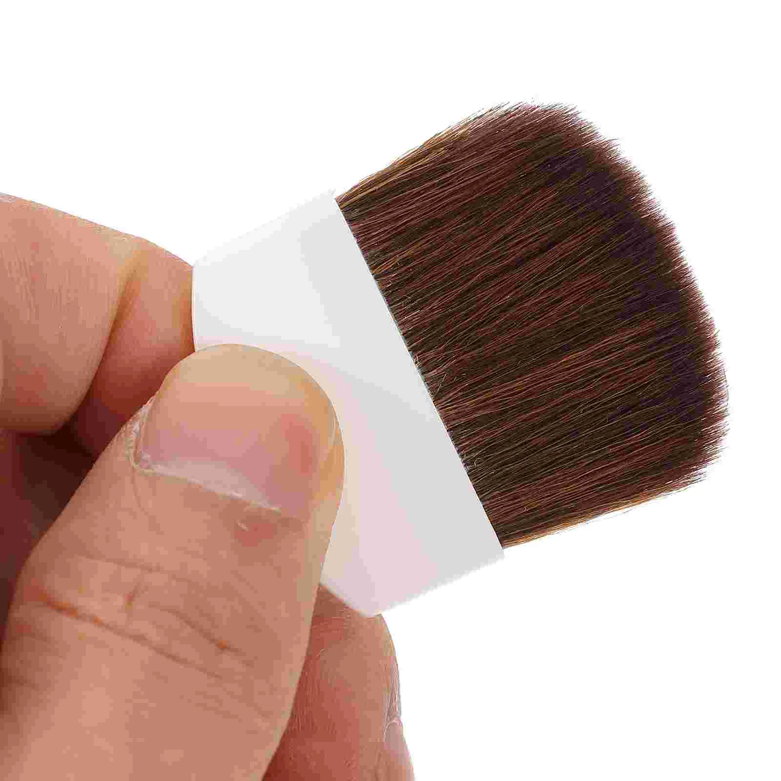 4 Pcs Semi-circular Square Flake Flat Powder Brush Blush Mini Makeup 4pcs (black Handle Brown Hair) Sunscreen for Face