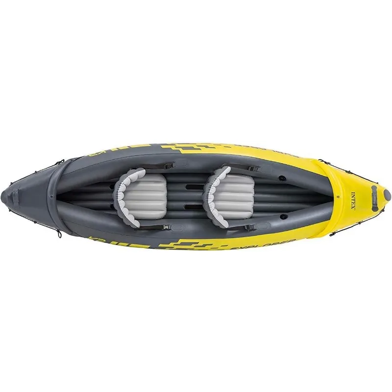 Intex 68307EP Explorer K2 Inflatable Kayak Set: Includes Deluxe 86in Aluminum Oars and High-Output Pump – SuperStrong PVC