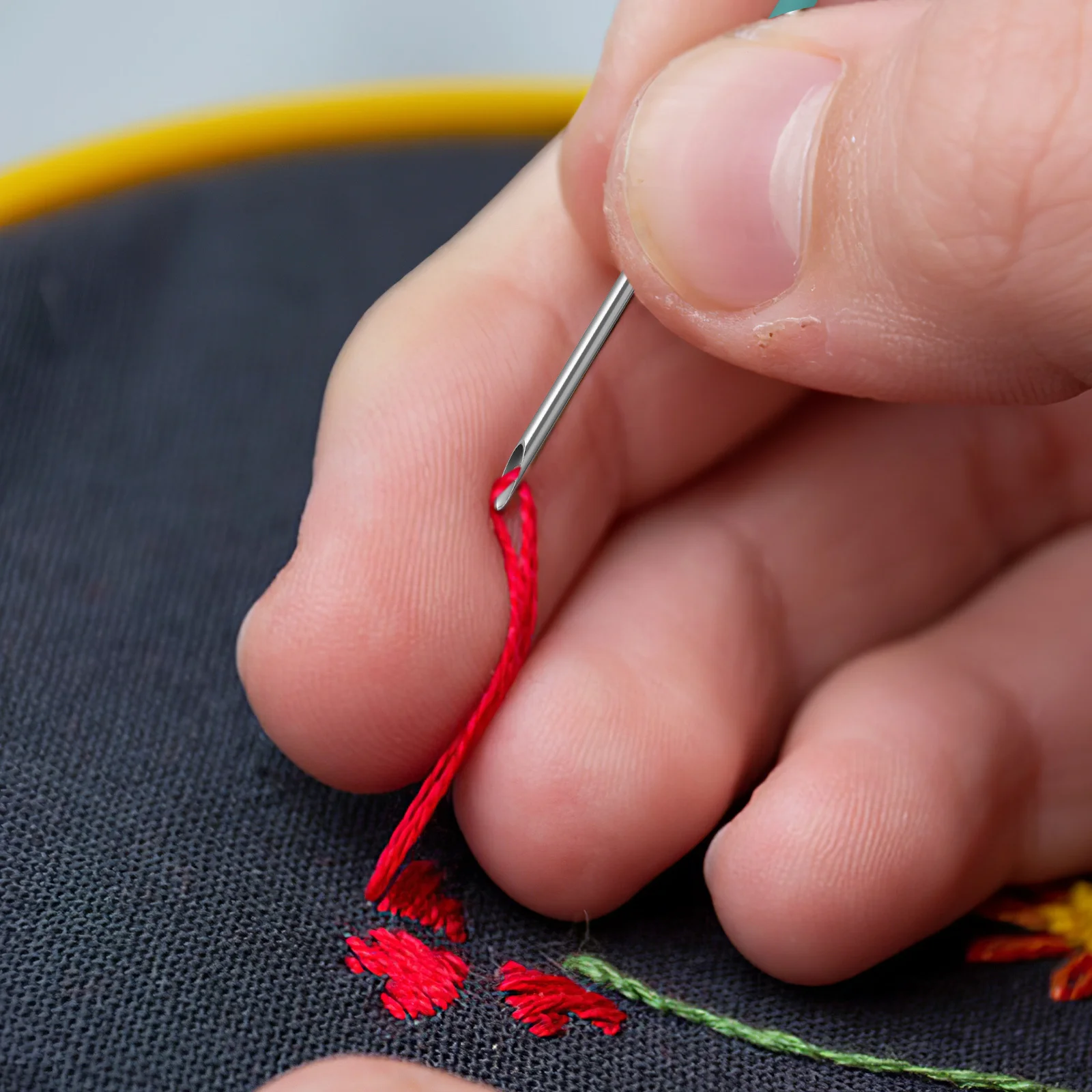 

1Set Punch Needle Set Wood Handle Multi Size Metal Needles for Embroidery Craft Kit Beginners and Adults Punch Needle