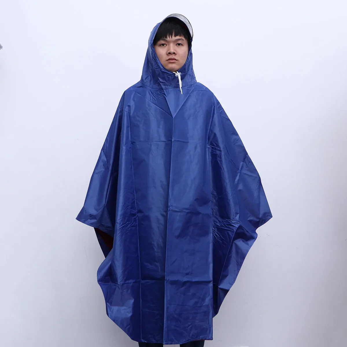 

Safe Reflective Bike Raincoat Large Hat Brim Oxford Fabric Unisex Rain Cape Lightweight Windproof Outdoor Riding Camping