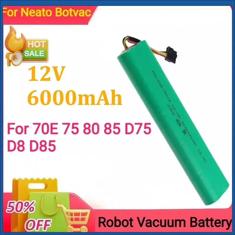 

12V 6000mAh Ni-MH Battery for Neato Botvac 70E 75 80 85 D75 D8 D85 Robot Vacuum Battery