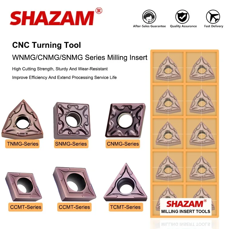 

SHAZAM 10 шт. токарный инструмент с ЧПУ WNMG/CCMT/TCMT/SNMG/CNMG/TNMG Карбидное покрытие чип персиковая форма цилиндрическая фрезерная вставка
