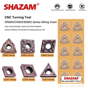 SHAZAM 10PCS CNC Turning Tool WNMG/CCMT/TCMT/SNMG/CNMG/TNMG Carbide Coating Chip Peach-Shaped Cylindrical Milling Insert