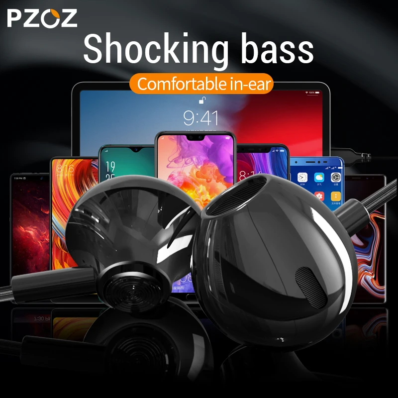 PZOZ Type C Bass Earphone Wired control Headset earbud earphone For iPhone 15 Pro Max iPad air 5 Samsung xiaomi Huawei MP3 PC