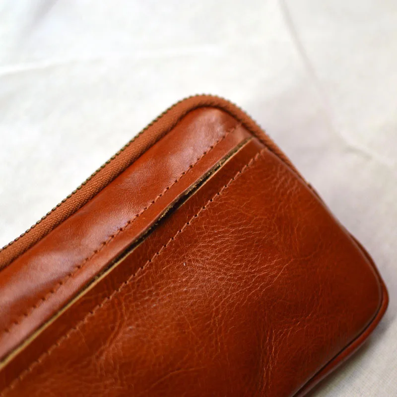 محفظة من الجلد المصنوع يدويًا من AETOO ، حقيبة يد من جلد البقر ، نبات ، جلد مدبوغ ، حقيبة هاتف محمول ، حقيبة مفاتيح سيارة صغيرة #5