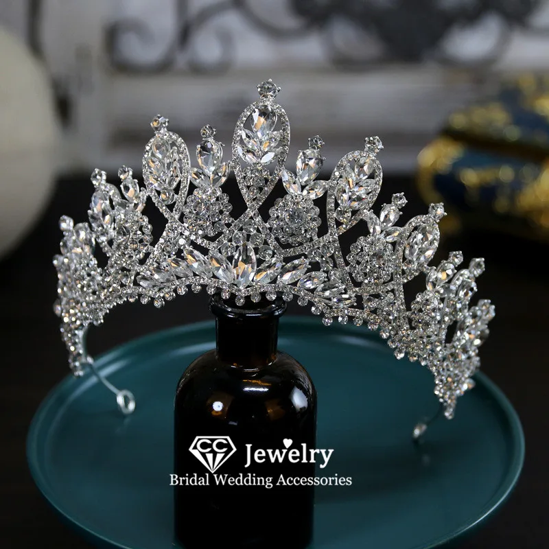 CC Baroque Crown Women Hair Accessories Wedding Headpiece Engagement Hairwear Bridal Dress Shining Crystal Coronets Party AN463