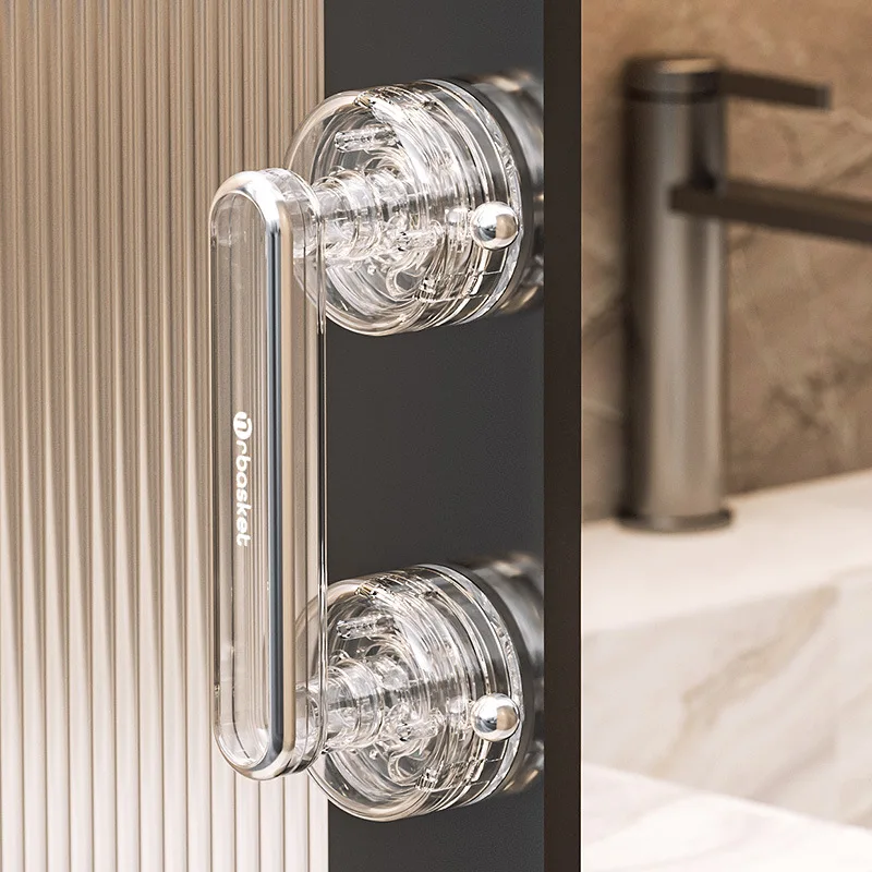 2pcs/Sucker Glass Door Handle Punch-Free Toilet Shower Door Strong Armrest Window Cabinet Door Refrigerator Handle