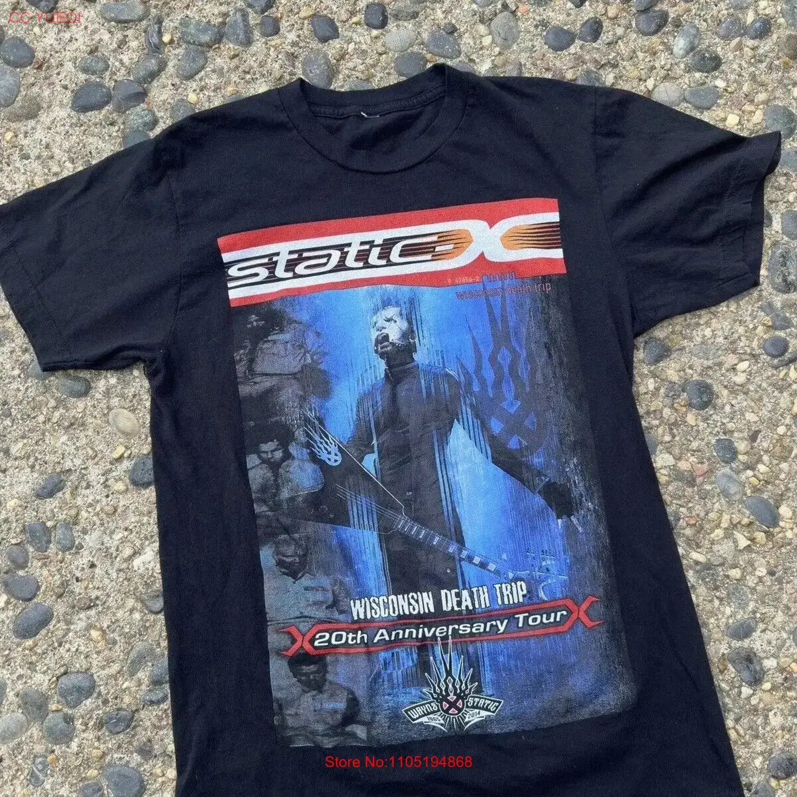 Vintage Y2K Static X Tour T shirt Black Adult Large Metal Band vintage Washed Slightly Top For Everyday Wear Versatile homme