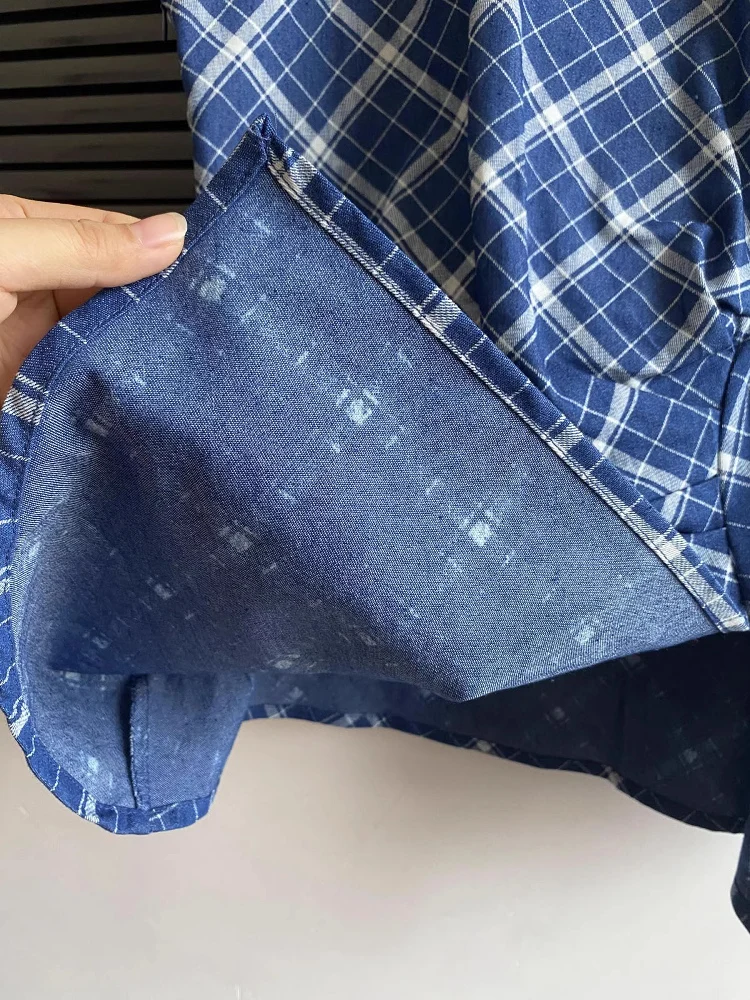 Chaleco Asimétrico con Tirantes a Cuadros Azules para Mujer, Nuevo, Único, Hermoso, Ajustado a la Cintura, Top Elegante