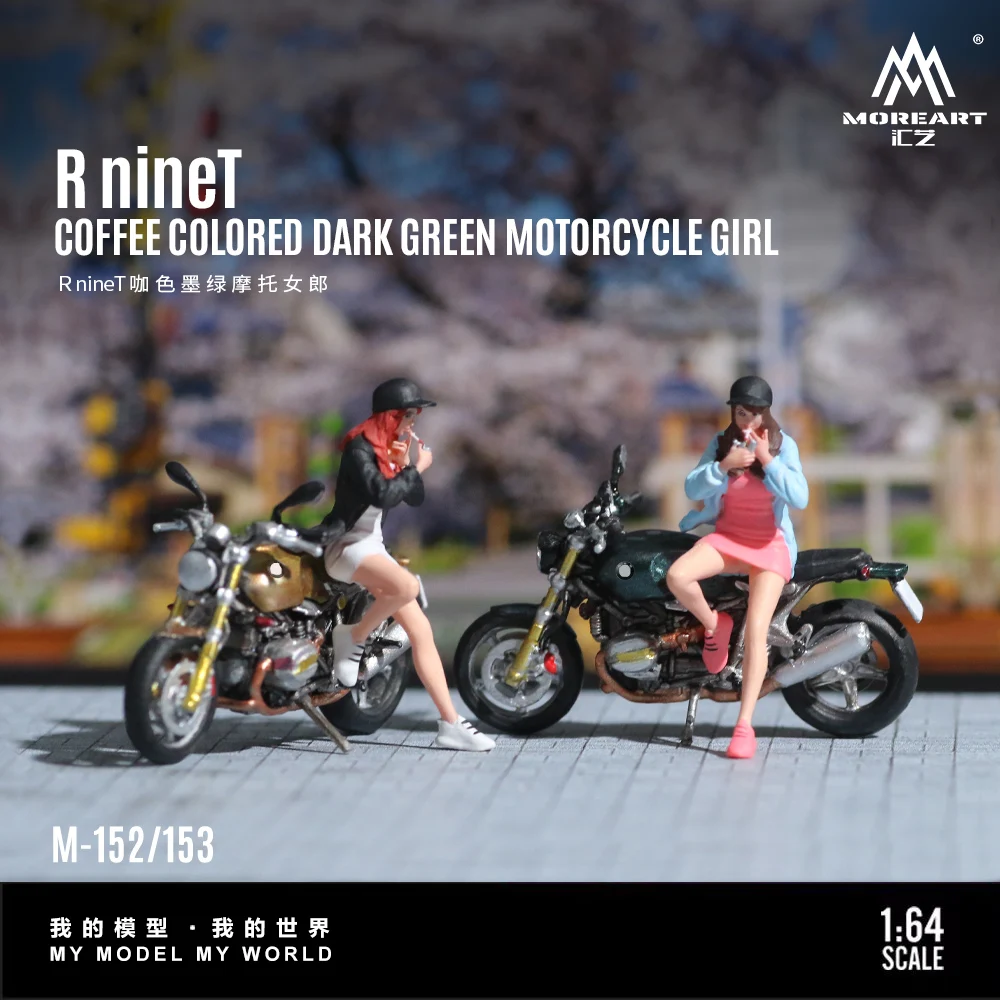 

MoreArt 1:64 RnineT кофе темно-зеленый мотоцикл фигурку модель из смолы, миниатюрное украшение сцены подарок и дисплей