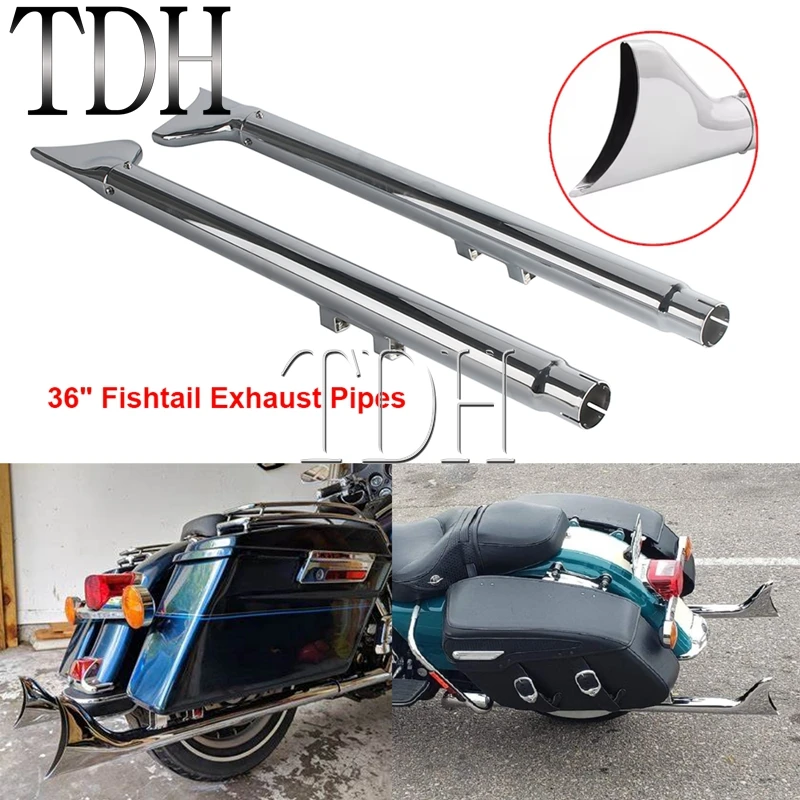 

Motorcycle Fishtail Slip on Exhaust Pipe Fish Tail Exhaust Muffler For Harley Touring CVO Street Glide FLHX Limited Bagger 08-16