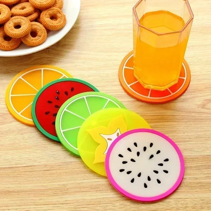 Fruit Shape Cup Coaster Silicone Slip Insulation Pad Cup Mat Hot Drink Holder Mug Stand Home Table Decorations Kitchen Accessory