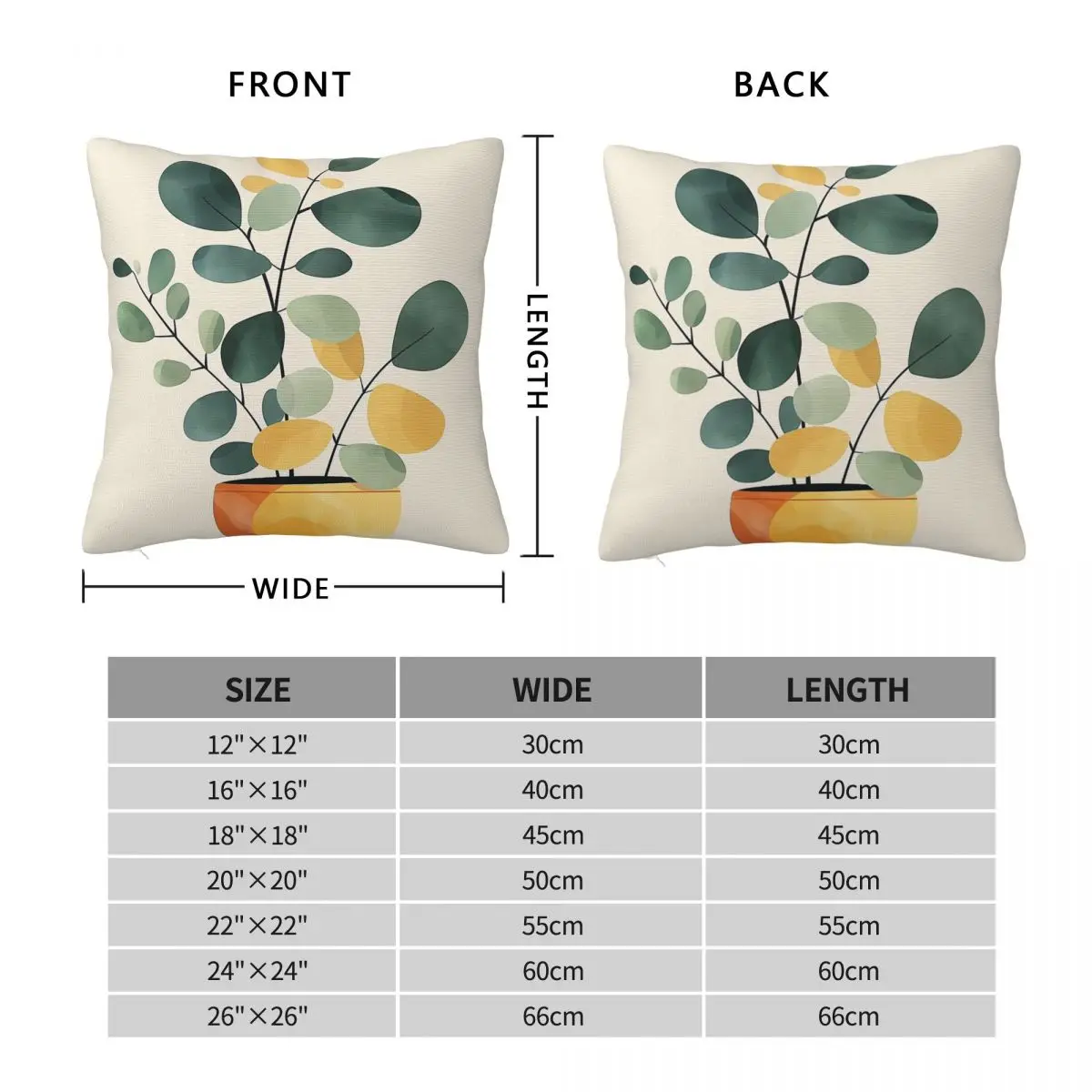 Boho Cute Potted Plant Square Pillowcase Polyester Linen Velvet Creative Zip Decorative Throw Pillow Case Bed Cushion Cover
