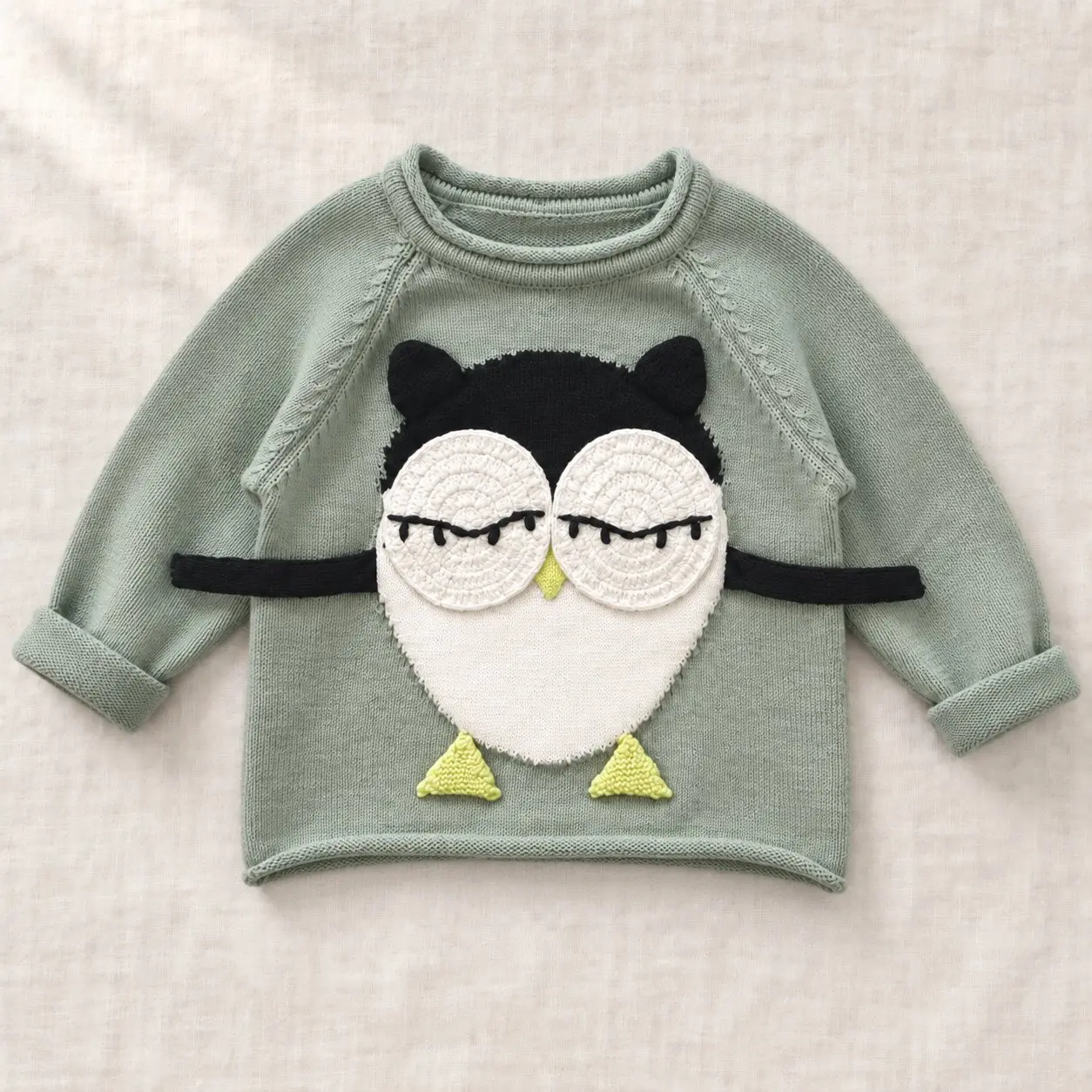 Cute 3D Owl Design Toddler Knit Sweater Soft Cotton Winter Warm Pullover for Baby Boys Girls