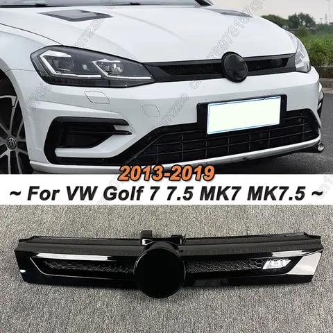 ABT Style Car Front Bumper Grille For Volkswagen Golf 7 7.5 MK7 MK7.5 2013-2019 Gloss Black Airntake Grille Car Accessories