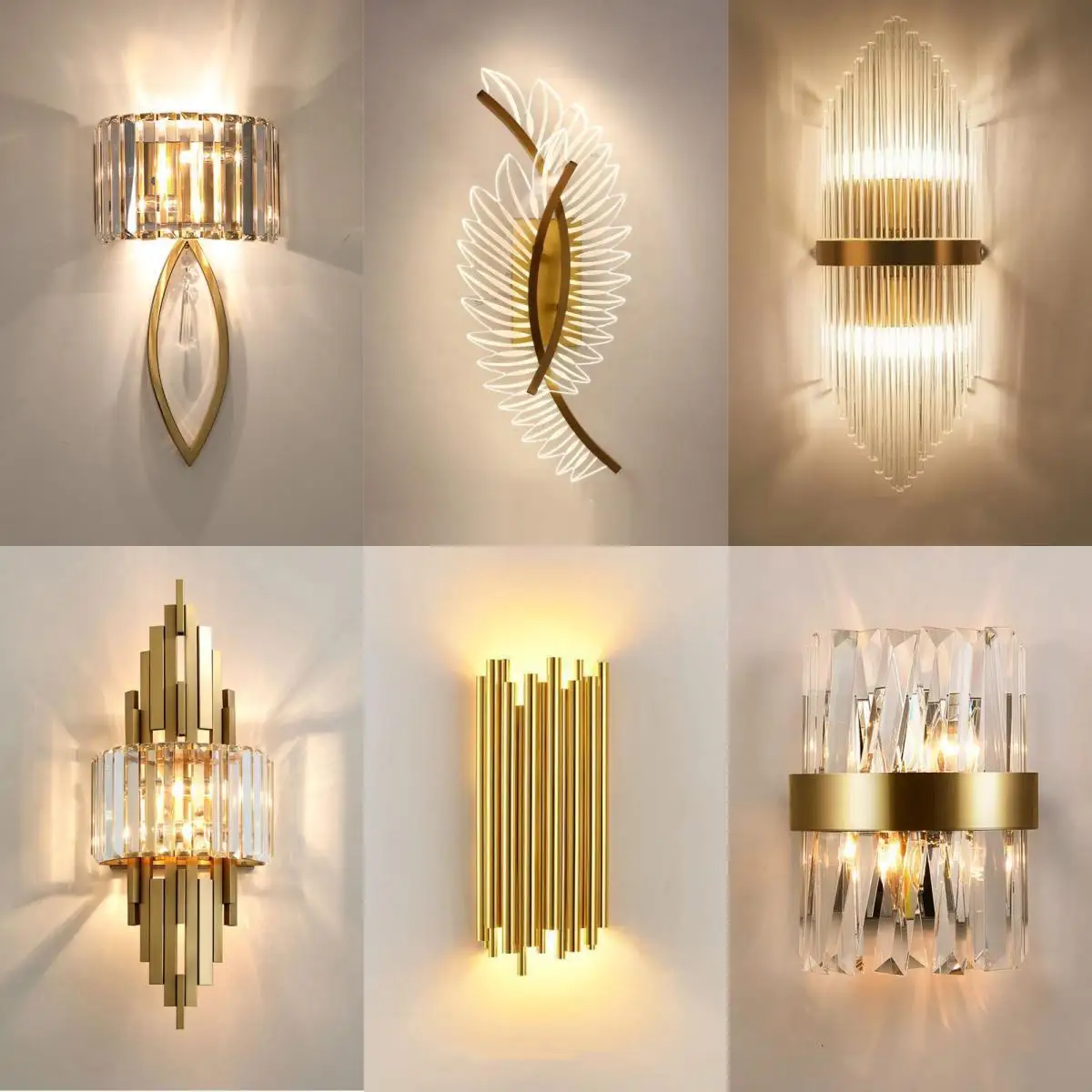 

Nordic Gold Crystal Wall Lights Indoor Background Decor Wall Lamp Bedside Light Stair Light Parlor Aisle Sconce Atmosphere Light