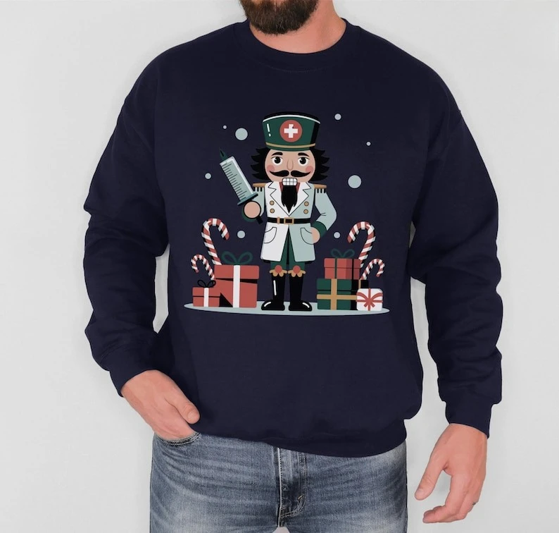 くるみ割り人形 看護師 クリスマス スウェットシャツ 血液採取士 医師 医療技術者 ホリデー 医療従事者 看護学生への医療ギフト
