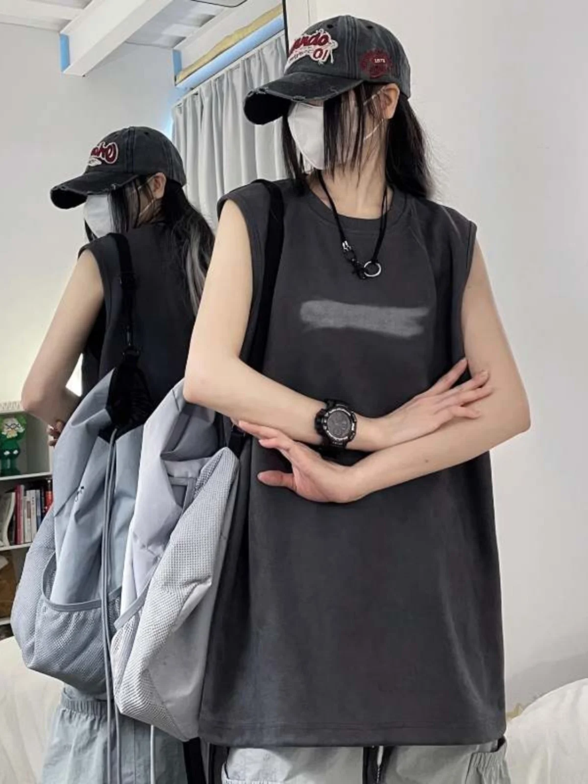 

Летний мужской ретро-жилет из замши в американском стиле, больших размеров, с широкими лямками, модный, новый...