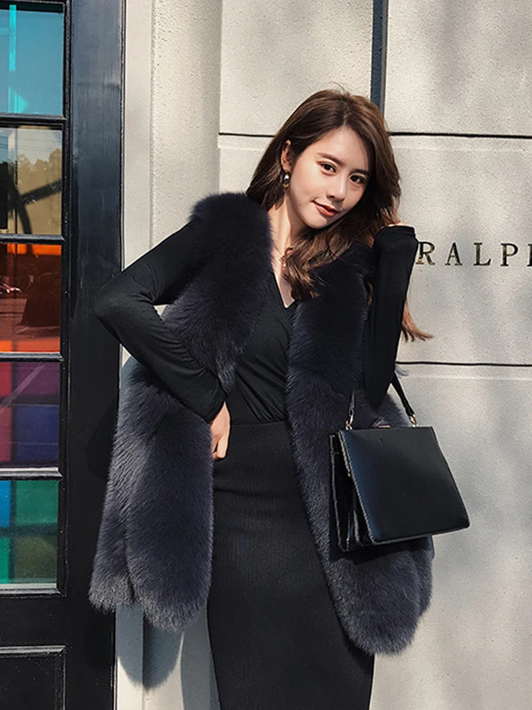 

Женский меховой жилет FURYOUME, теплая безрукавка из натурального Лисьего меха, новинка зимы 2024