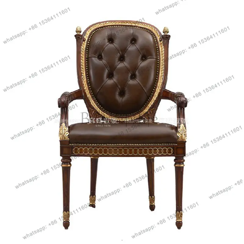 English solid wood French dining chair casual book chair all solid wood furniture
