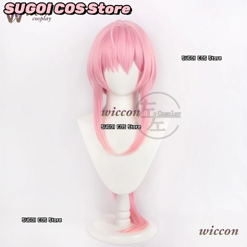 Peluca de cosplay de Aemeath de Wuthering Waves, pelo largo rosa, cola de caballo, fibra resistente al calor, Halo de Aemeath, Halloween, SUGOI COS@ para mujer
