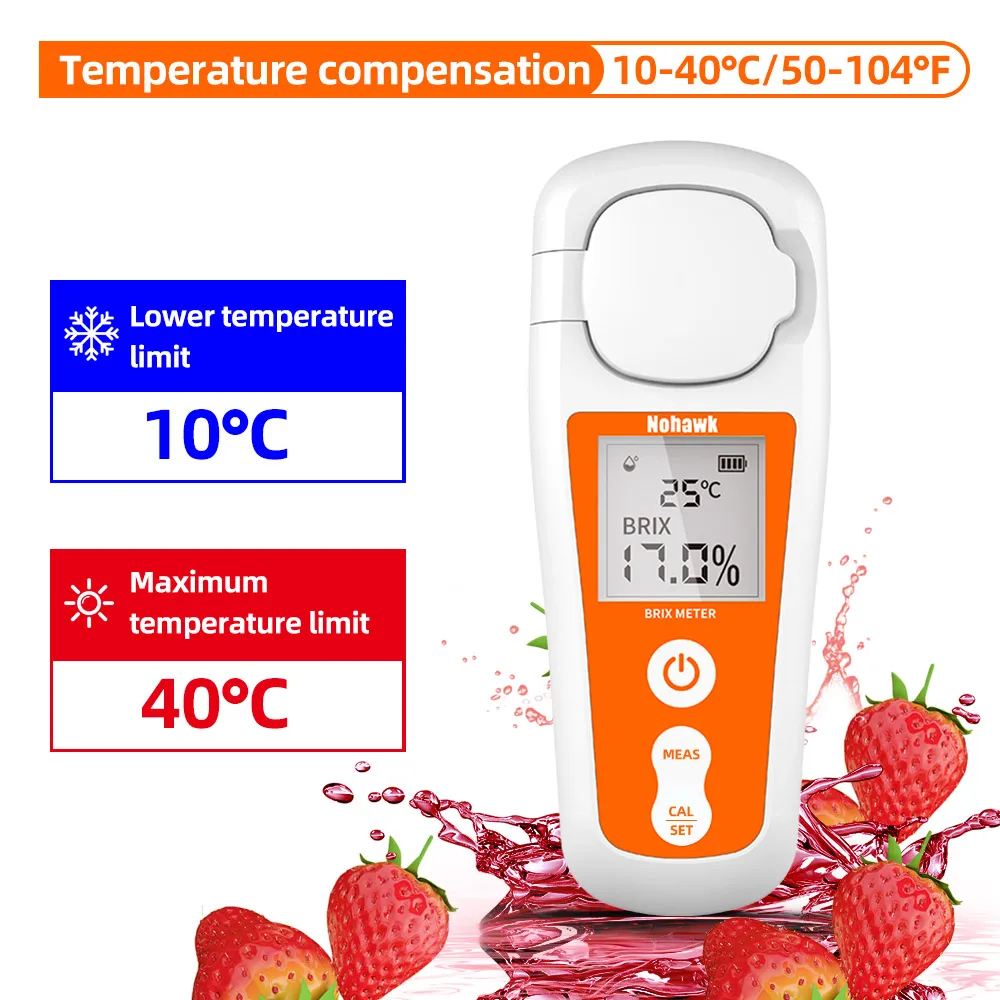 

New Digital Sugar Brix Refractometer Brix Meter Temperature Compensation for Fruit Drinks and Coffee Range 0-55% ±0.2% Precision