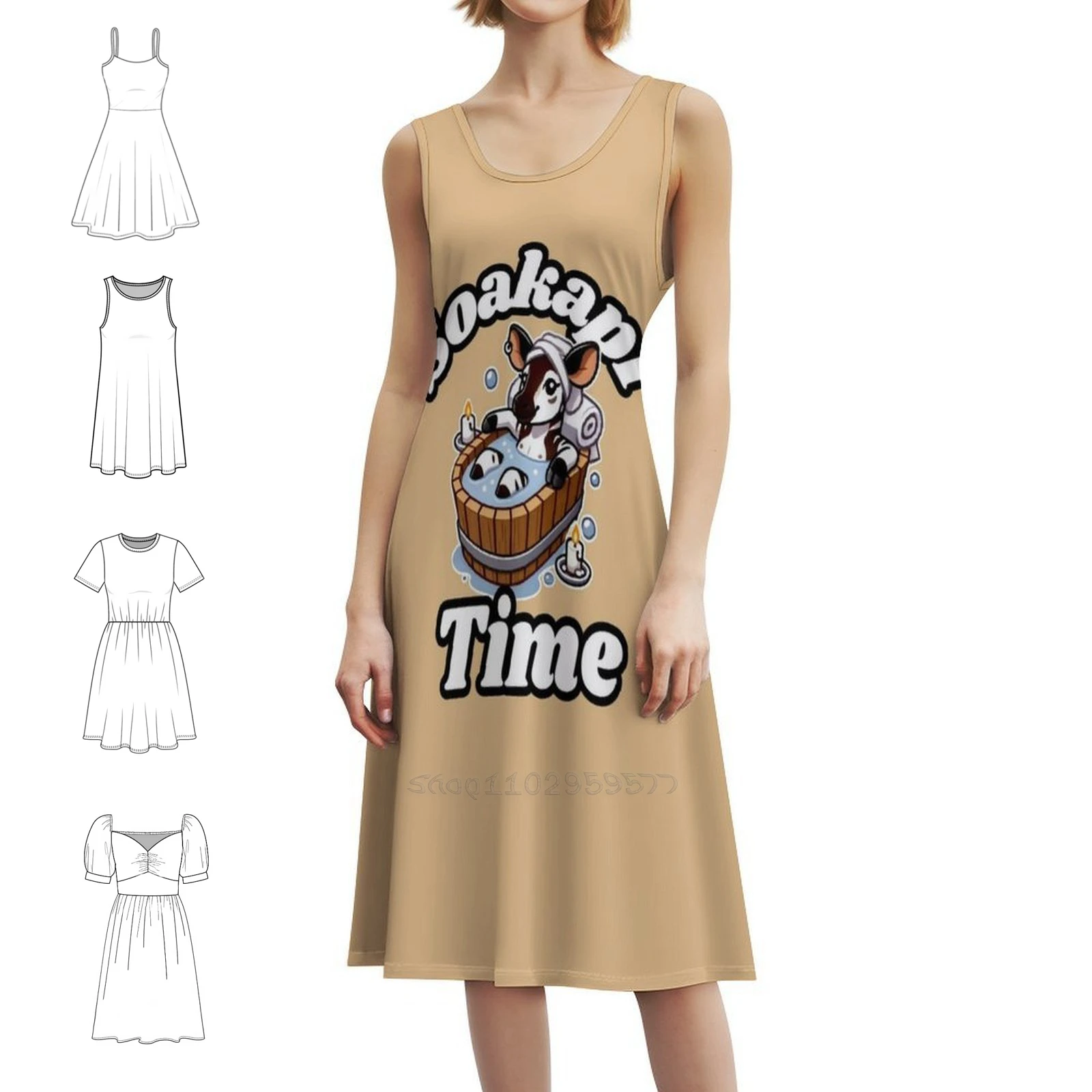 

Okapi X Okapi Bohemian Sleeveless Dress Multi-Print Beach Vacation Party Dress Okapi Okapi Giraffe Spa Okapi Okapi Women's Dress