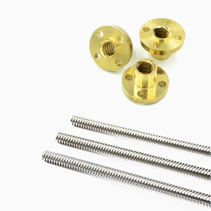 T8 Screw Rod with Flange for Stepping Motor 3D Printer Accessory Ladder-Shaped 100mm 150mm 200mm Screw Rod with Flange