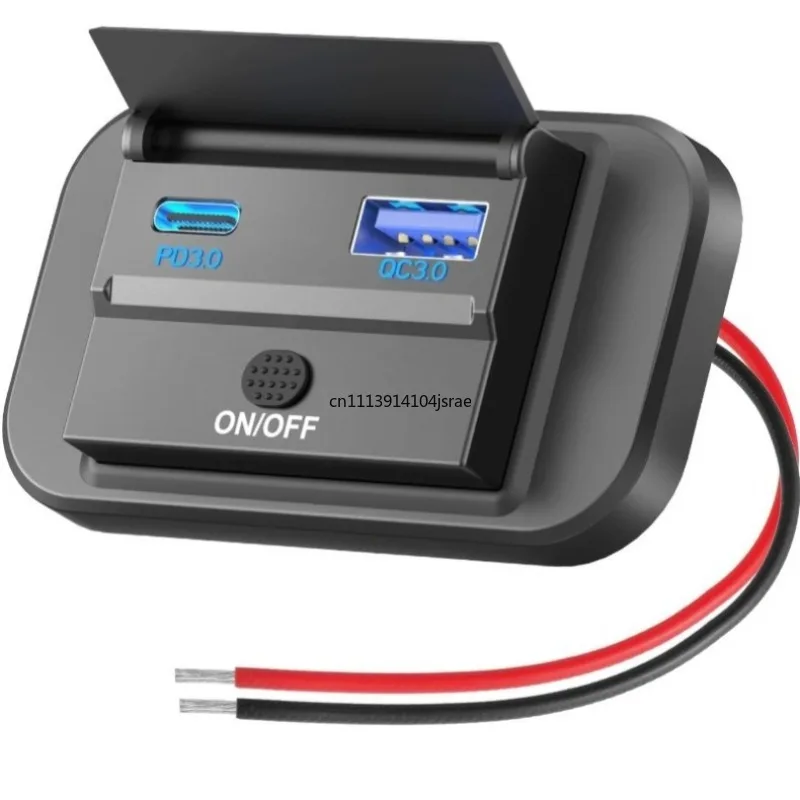 12‑24V High‑Power QC3.0 + PD3.0 Fast Charger Module with ON‑OFF Button,for Qualcomm Quick Charge Car RV Socket Adapter