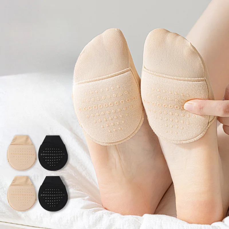 Women Solid Color Forefoot Pads Invisible Breathable Soft Half Feet Socks Anti-slip Anti-chafing High Heels Foot Protector Pads