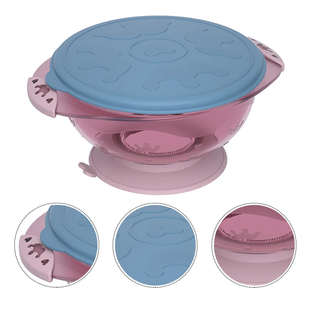 1pc Suction Bowl For Baby Premium Food Grade Silicone Spill-Proof With Lid Rice Bowl For Kids Leakproof Feeding Container Purple