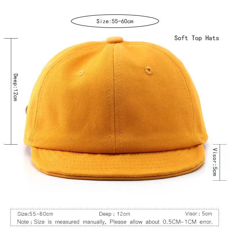 Casual Baseball Cap for Wimen and Men Short 5CM Visors Sun Caps Cotton Soft Top Hats Fashion Snapback Hat Unisex 2024