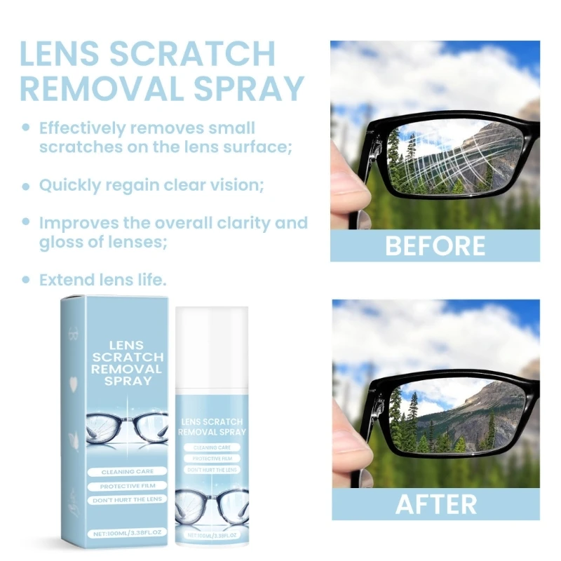 Detergente per lenti per occhiali 100ml rimuovi graffi per occhiali schermi