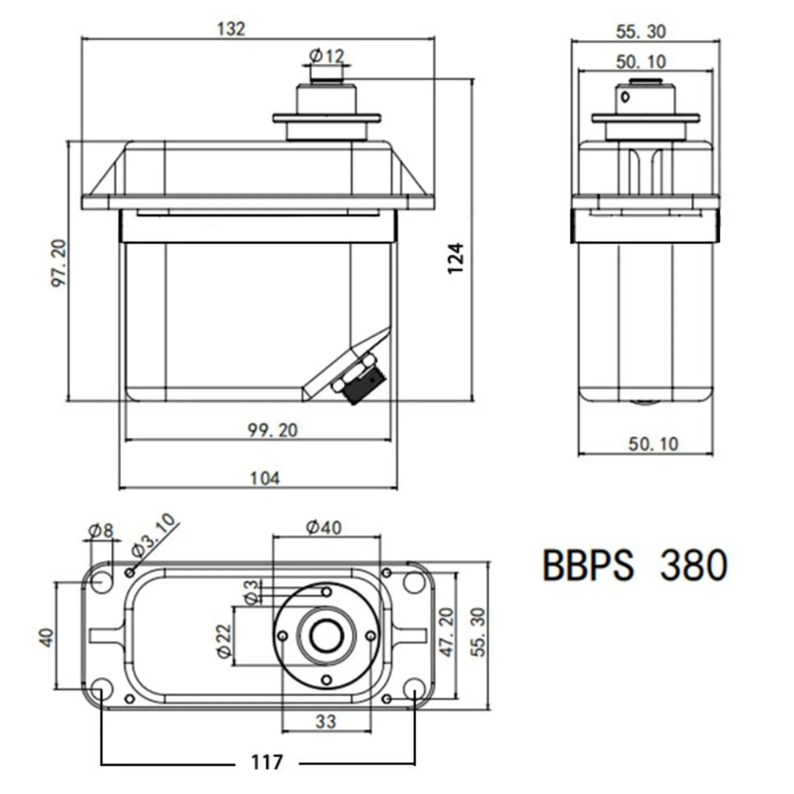 Série de servo à couple élevé pour DDTS380, couple de démarrage 400kg, servo industriel de précision pour importateur, alliage d'aluminium télécommandé, nouveau