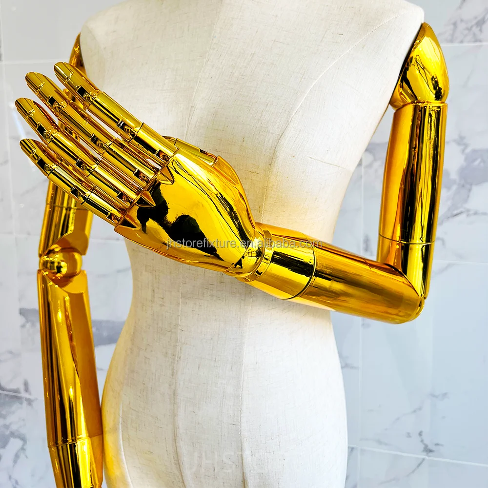 Hersteller Goldfarbe verstellbare realistische weibliche Halbkörper-Schaufensterpuppe weiblich für Luxus-Bekleidungsgeschäft