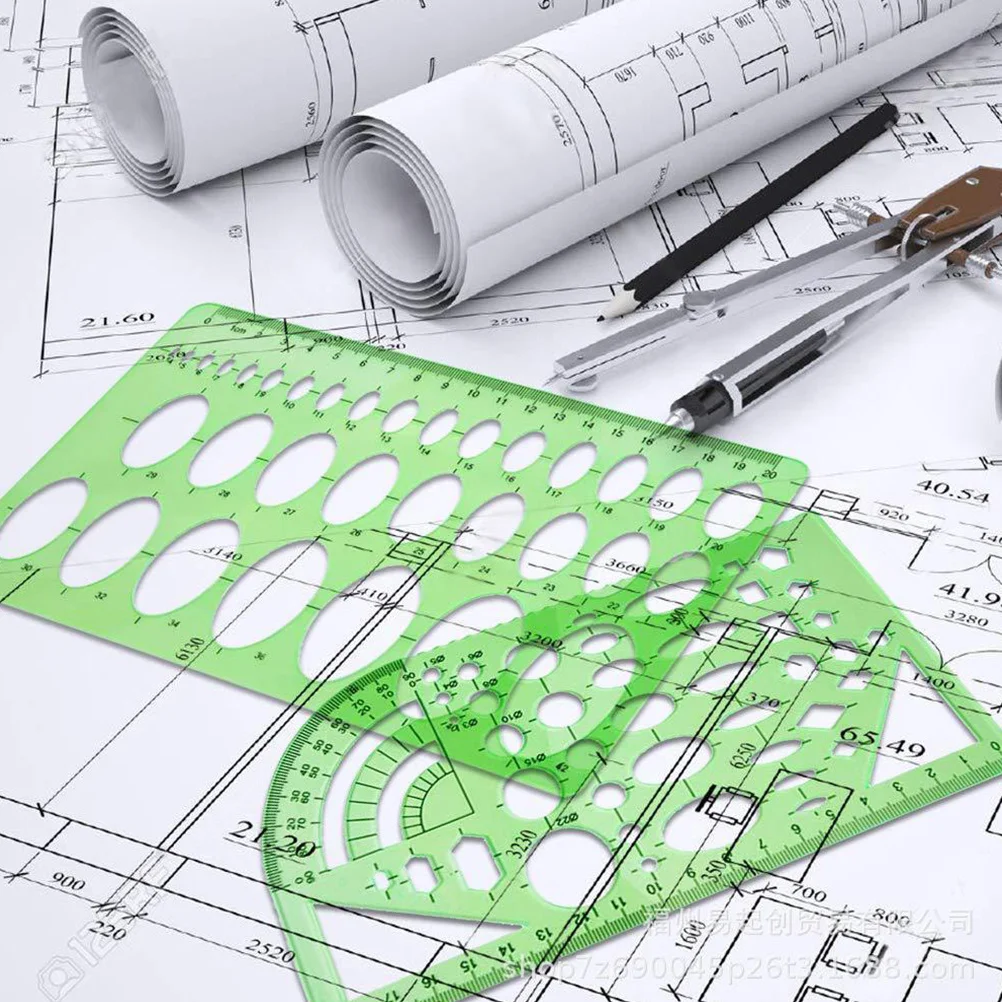 11 peças modelos de desenho conjunto de estêncil geométrico plástico leve design ferramentas de medição para arquitetos estudantes crianças