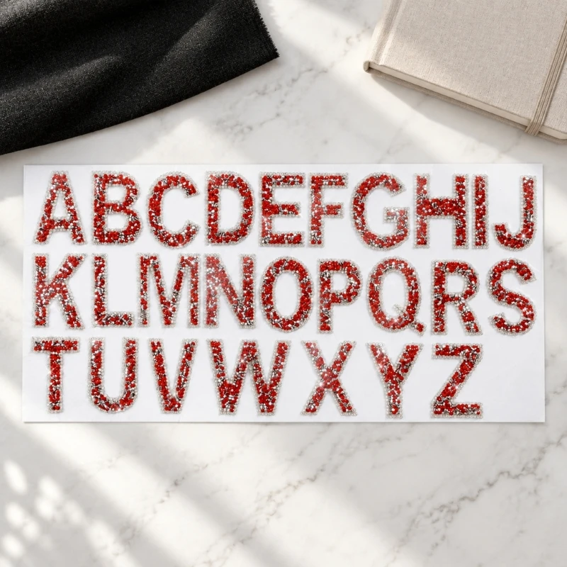 26Pieces Rhinestones Iron on Letter Patches Sparkly Rhinestones Letters Glitter Rhinestones Alphabets Applique for Clothing Y08E