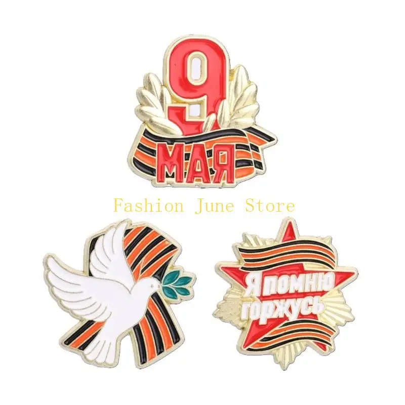 N5KA Alloy Commemorative Brooch Badge for Scarves Bags and Coats, Memorial Lapel Pin with Day Theme and Display Use